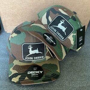 John Deere Father and Son matching Decky Trucker SnapBack Hats - Camouflage